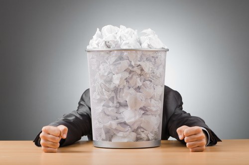 Professional waste removal truck handling construction debris